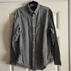 Banana Republic Black and White Gingham 100% Cotton Button Down Size XL